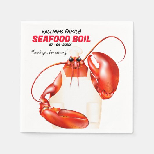 Serviette En Papier Lobster Chef Seafood Event (Devant)