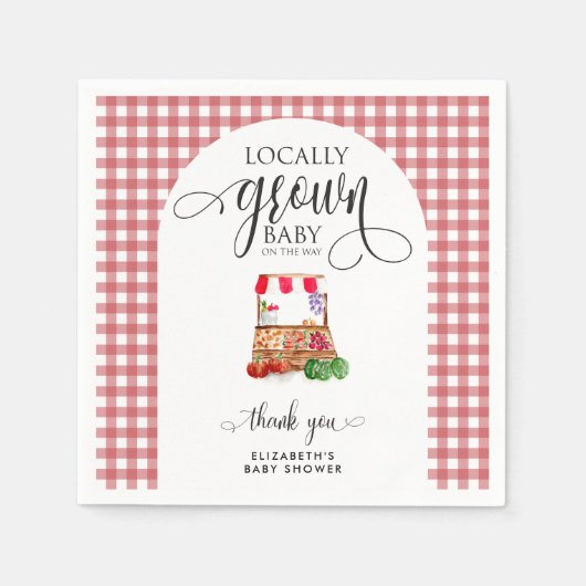 Serviette En Papier Locally Grown Baby Shower Carrots Gingham (Devant)