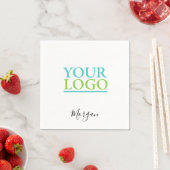 Serviette En Papier Logo/Art/Photo, Nom Script noir, Blanc (En situation)