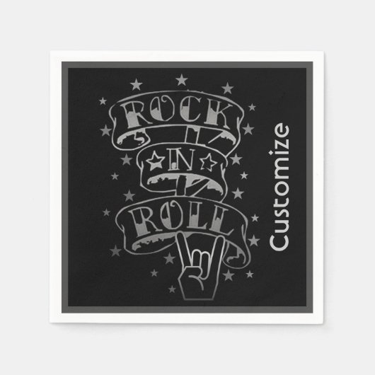 Serviette En Papier Logo Black & Silver Rock & Roll (Devant)