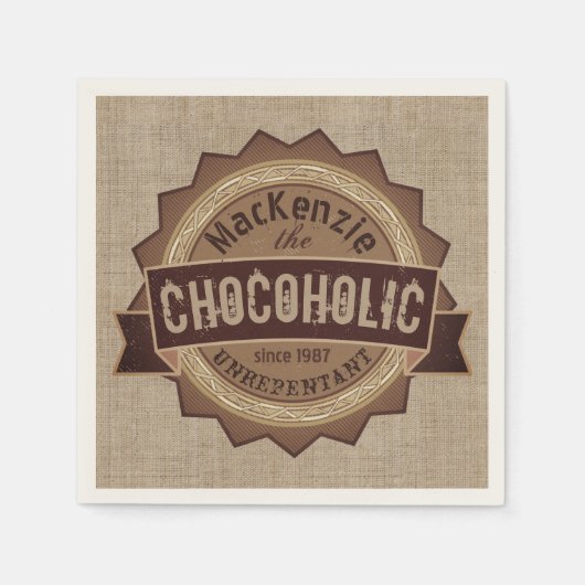 Serviette En Papier Logo Brown de l'insigne Lover Chocolate Chocoholic (Devant)