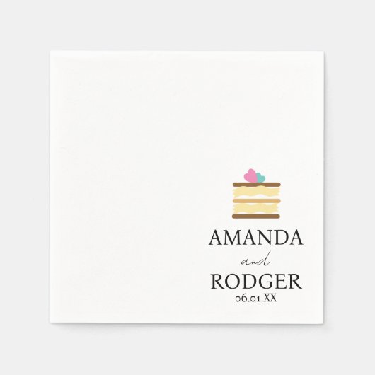 Serviette En Papier Logo de gâteau mignon mariage (Devant)