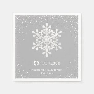 Serviette En Papier logo de la société Snowflake gris Noël