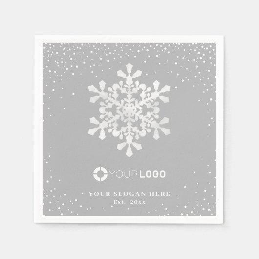 Serviette En Papier logo de la société Snowflake gris Noël (Devant)