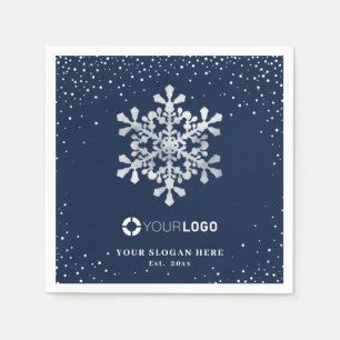 Serviette En Papier Logo de la société Snowflon bleu Noël
