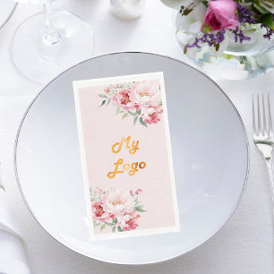 Serviette En Papier Logo de l'entreprise de fleurs roses