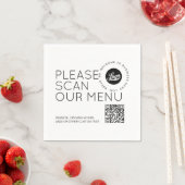 Serviette En Papier Logo de l'entreprise Scan menu QR code Round text  (En situation)