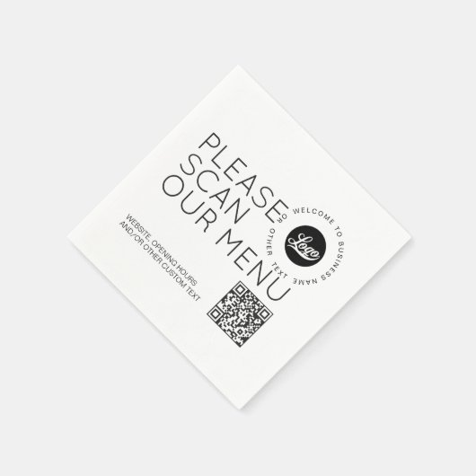 Serviette En Papier Logo de l'entreprise Scan menu QR code Round text (Coin)