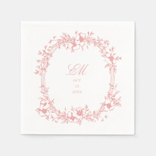 Serviette En Papier Logo de mariage à armoiries monogramme de style bo