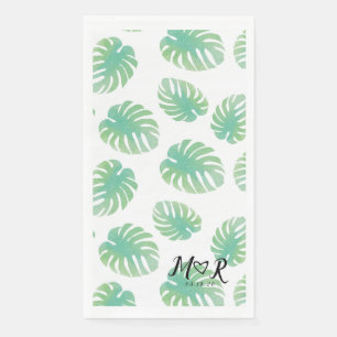 Serviette En Papier Logo de mariage feuille tropicale de palmier vert