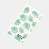 Serviette En Papier Logo de mariage feuille tropicale de palmier vert (Coin)