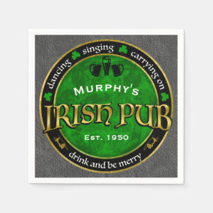 Serviette En Papier Logo de Personalized, Round Irish Pub