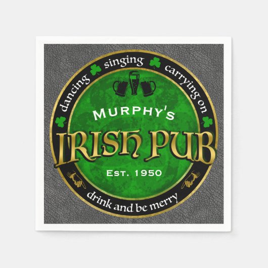 Serviette En Papier Logo de Personalized, Round Irish Pub (Devant)