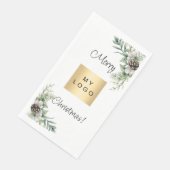 Serviette En Papier Logo d'entreprise blanc cônes de pin de Noël (Coin)