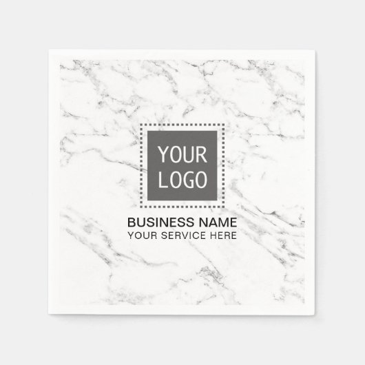 Serviette En Papier Logo d'entreprise Bureau d'affaires Marbre blanc m (Devant)