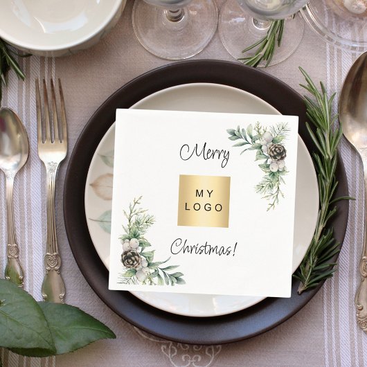 Serviette En Papier logo d'entreprise couleur pin de Noël