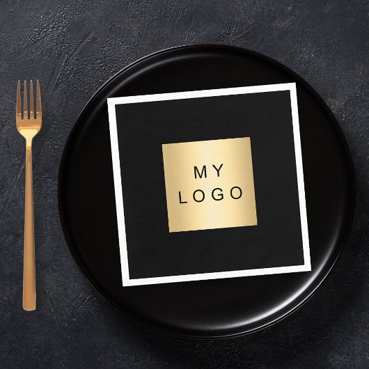 Serviette En Papier Logo d'entreprise de bar café noir