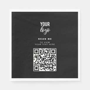 Serviette En Papier Logo d'entreprise de code QR Noir minimaliste Entr