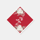 Serviette En Papier Logo d'entreprise de fleurs blanches rouges (Coin)