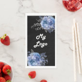 Serviette En Papier Logo d'entreprise de fleurs bleues noires (En situation)