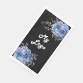 Serviette En Papier Logo d'entreprise de fleurs bleues noires (Coin)