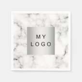 Serviette En Papier Logo d'entreprise en marbre blanc noir (Devant)