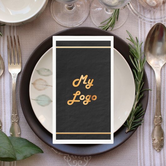 Serviette En Papier Logo d'entreprise en or noir