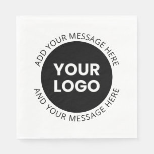 Serviette En Papier Logo d'entreprise et texte modifiable blanc et noi