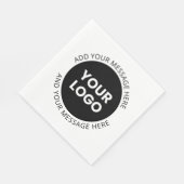 Serviette En Papier Logo d'entreprise et texte modifiable blanc et noi (Coin)