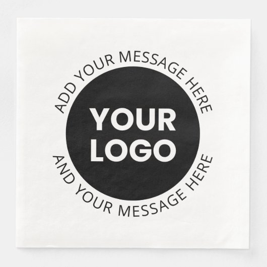Serviette En Papier Logo d'entreprise et texte modifiable blanc et noi (Devant)