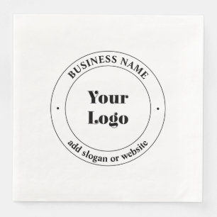 Serviette En Papier Logo d'entreprise et texte promotionnel Blanc