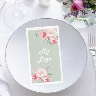 Serviette En Papier Logo d'entreprise florale rose sauge vert