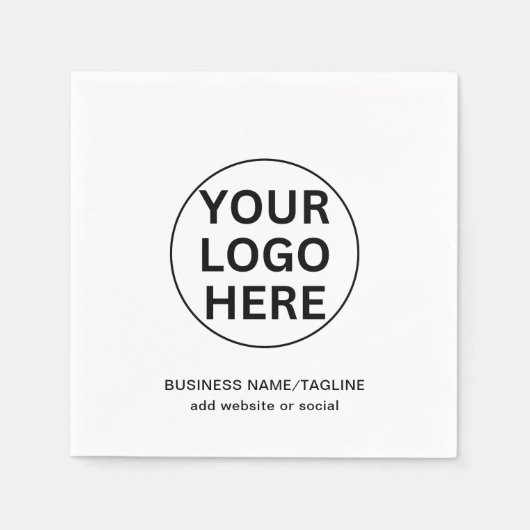 Serviette En Papier Logo d'entreprise personnalisé en noir et blanc (Devant)