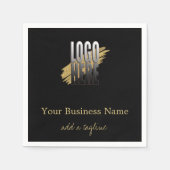 Serviette En Papier Logo d'entreprise personnalisé Nom modifiable noir (Devant)