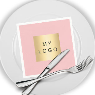 Serviette En Papier Logo d'entreprise rose pâle