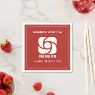 Serviette En Papier Logo d'entreprise rouge personnalisé pour une fête