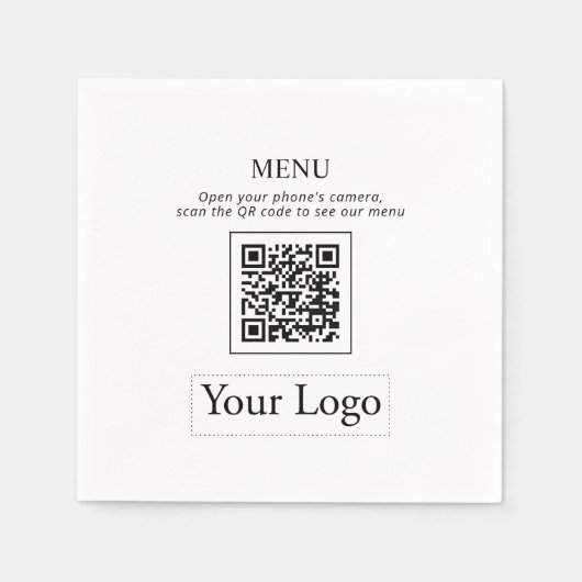 Serviette En Papier Logo d'entreprise simple et code QR Menu Napkins (Devant)