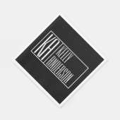 Serviette En Papier Logo des initiales et noms modernes | Noir et blan (Coin)