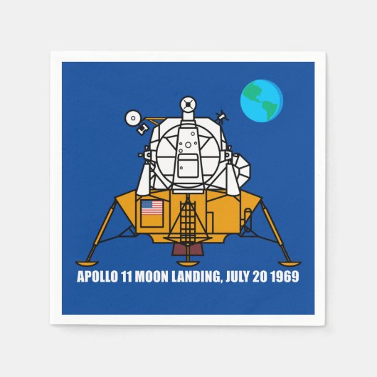 Serviette En Papier Logo du 50e anniversaire, Apollo 11 Moon Landing : (Devant)