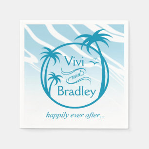 Serviette En Papier Logo du Surf de plage Palm   bleu