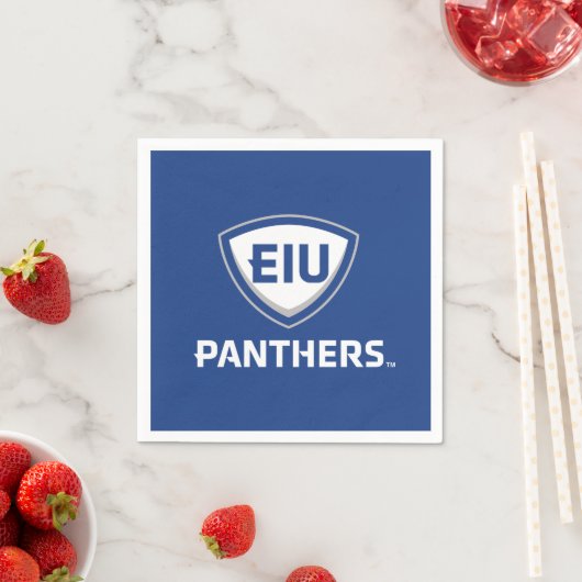Serviette En Papier Logo Eastern Illinois Panthers Shield & Wordmark (En situation)