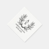 Serviette En Papier Logo Mariage Monogramme Personnalisé Avec Wreath (Coin)