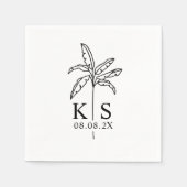 Serviette En Papier Logo Mariage Monogramme Personnalisé Palm Tree Nap (Devant)