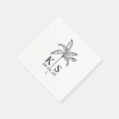 Serviette En Papier Logo Mariage Monogramme Personnalisé Palm Tree Nap (Coin)