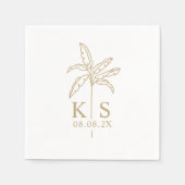 Serviette En Papier Logo Mariage Monogramme Personnalisé Palm Tree Nap (Devant)