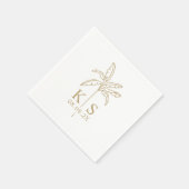 Serviette En Papier Logo Mariage Monogramme Personnalisé Palm Tree Nap (Coin)