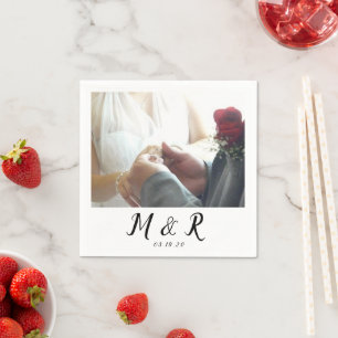 Serviette En Papier Logo minimaliste de Mariage photo moderne