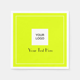Serviette En Papier Logo minimaliste moderne Neon Yellow Business