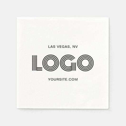 Serviette En Papier Logo moderne blanc et noir (Devant)