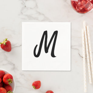Serviette En Papier logo monogramme minimaliste simple personnalisé bo